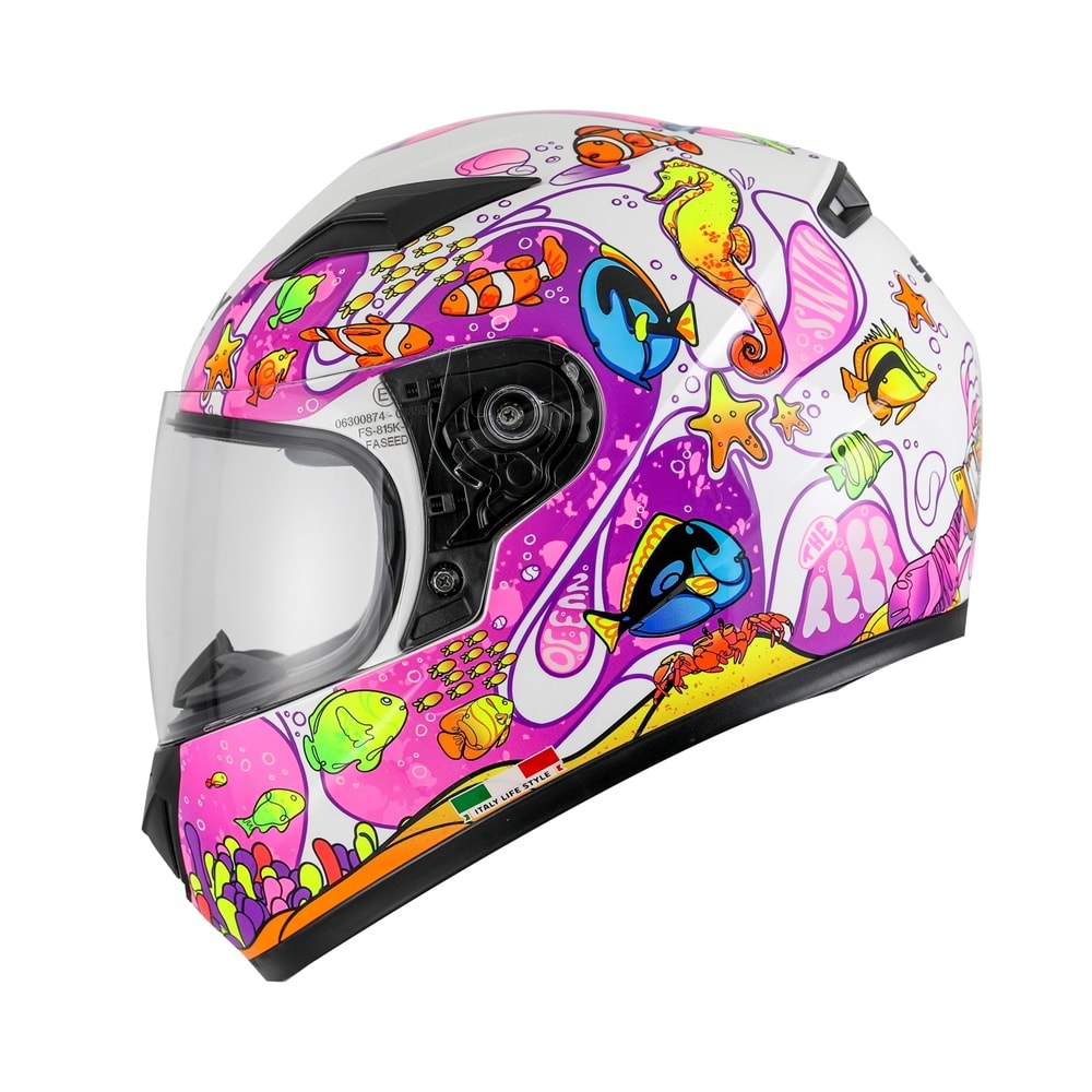 SWAY SW 815K OCEAN White Pink Full Face Çocuk Kaskı - STANDART - L - ST00442-STANDART-L