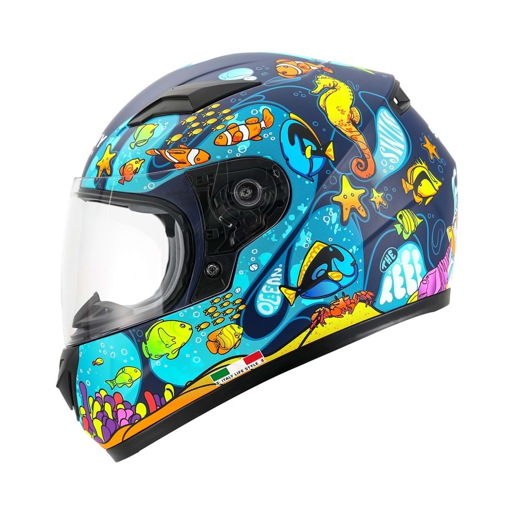 SWAY SW 815K OCEAN Black Blue Full Face Çocuk Kaskı - STANDART - M - ST00443-STANDART-M