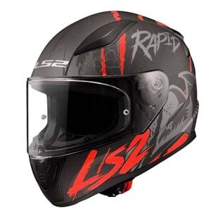 LS2 RAPID RAVEN SİYAH-BEYAZ-KIRMIZI - L